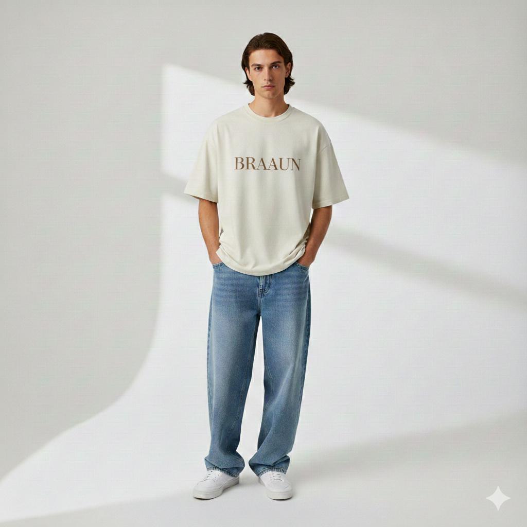 White "BROWN" Signature Premium T Shirt